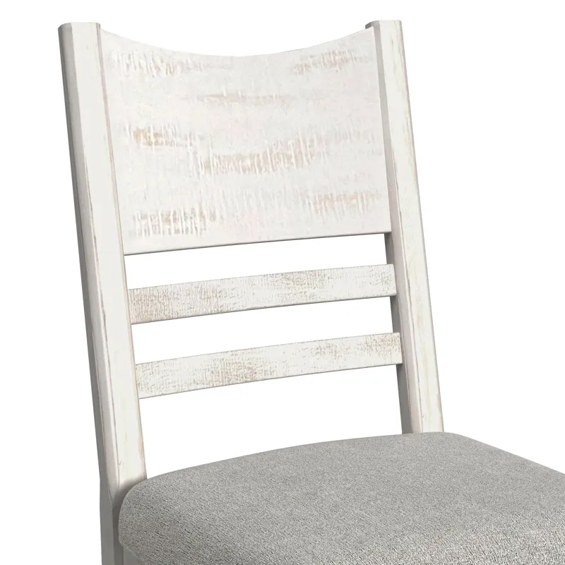 Rogen Rustic Counter Side Chair with Grey Fabric in Rustic White (2 Per Carton)