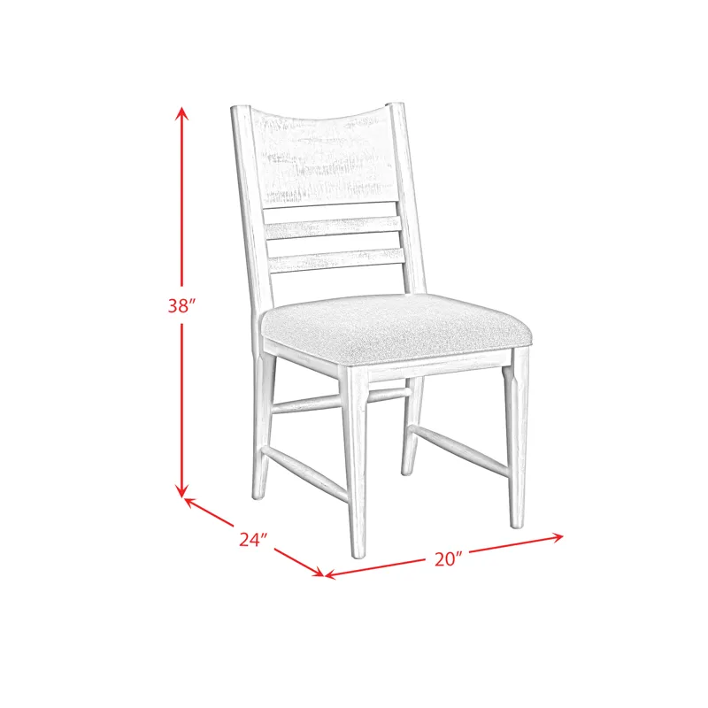 Rogen Rustic Dining Side Chair with Grey Fabric in Rustic White (2 Per Carton)