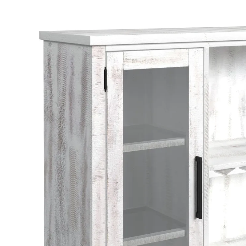 Rogen Rustic Buffet & Hutch with LED in Rustic White