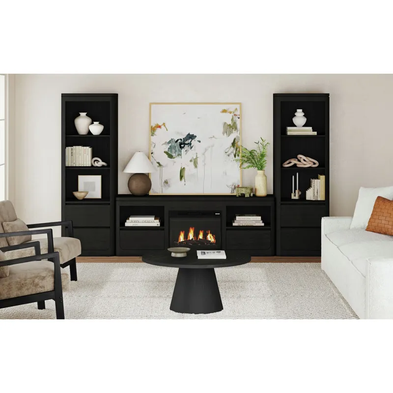 Rosalie 71\" TV Console without Fireplace Insert in Black