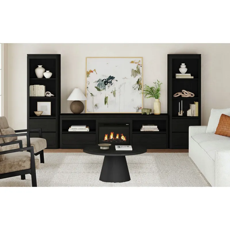 Rosalie 82\" TV Console without Fireplace Insert in Black