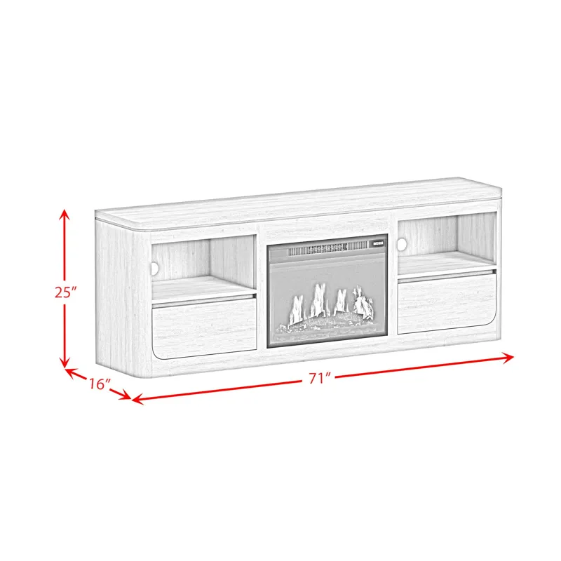 Rosalie KIT - 71\" TV Console with Fireplace Insert in Natural