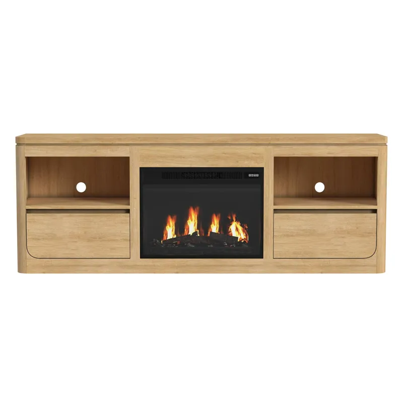 Rosalie KIT - 71\" TV Console with Fireplace Insert in Natural