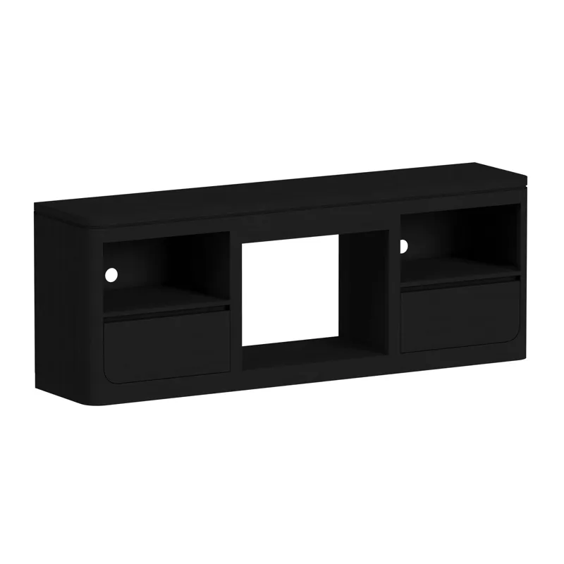 Rosalie 71\" TV Console without Fireplace Insert in Black