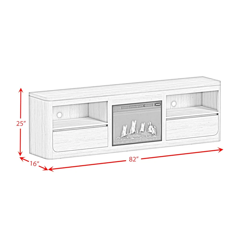 Rosalie 82\" TV Console with Fireplace Insert in Black