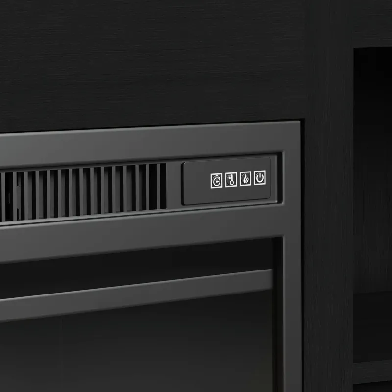 Rosalie 82\" TV Console with Fireplace Insert in Black