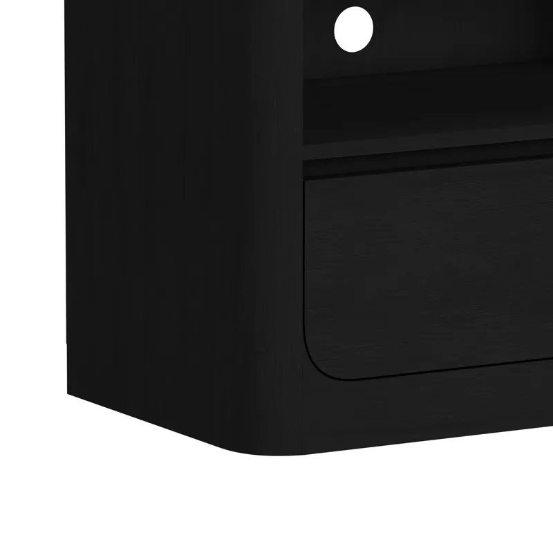 Rosalie 82\" TV Console with Fireplace Insert in Black