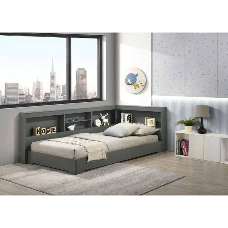 Sami Twin Corner Bed in Grey