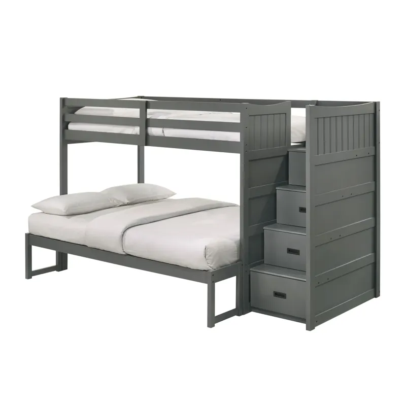 Sami Twin Over Full Step Bunk with Right HB in Grey