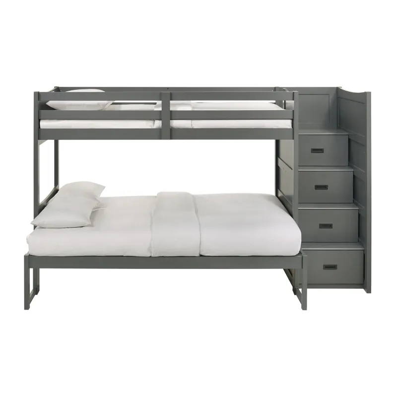 Sami Twin Over Full Step Bunk with Right HB in Grey