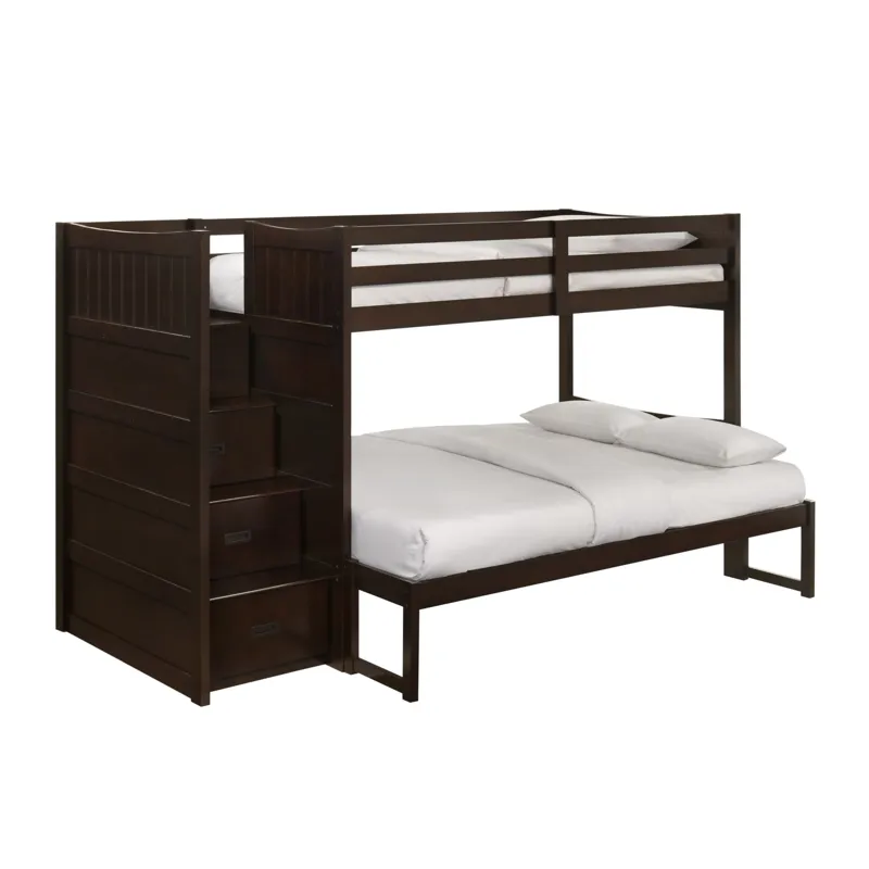 Sami Twin Over Full Step Bunk with Left HB in Espresso
