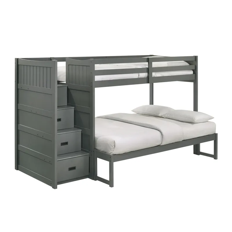 Sami Twin Over Full Step Bunk with Left HB in Grey