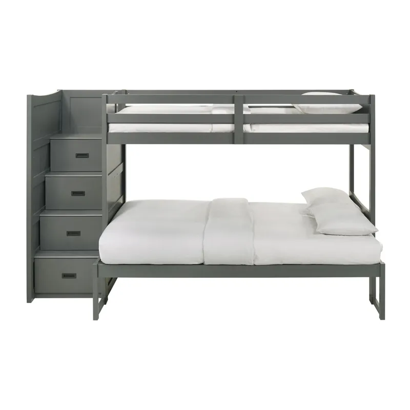 Sami Twin Over Full Step Bunk with Left HB in Grey