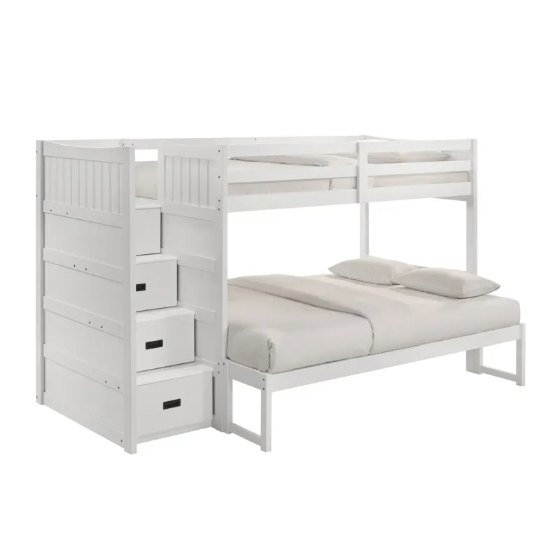 Sami Twin Over Full Step Bunk with Left HB in White
