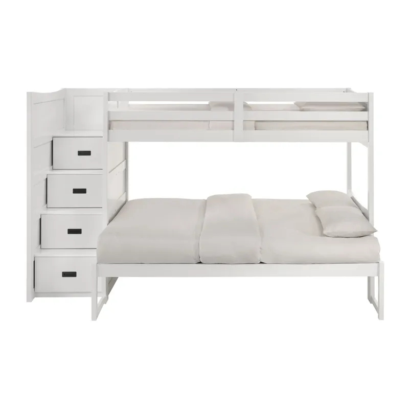 Sami Twin Over Full Step Bunk with Left HB in White