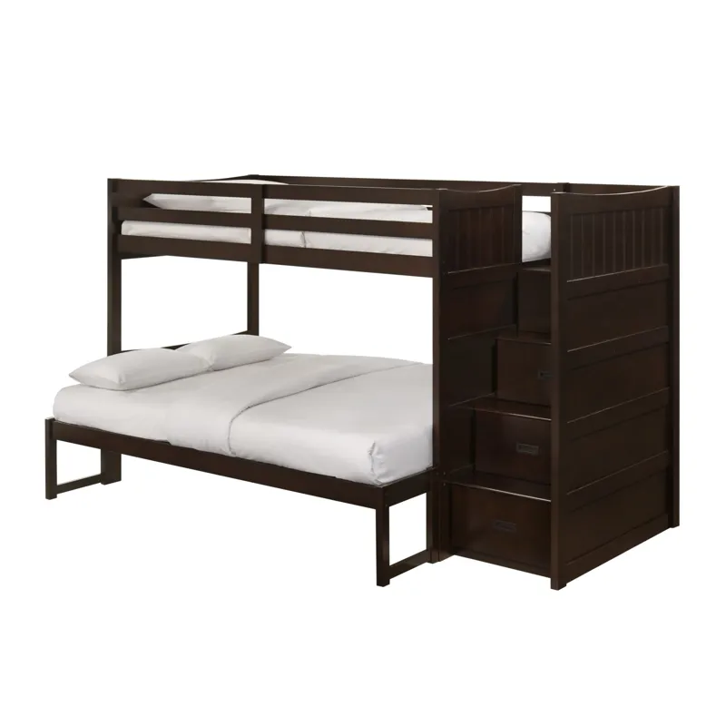 Sami Twin Over Full Step Bunk with Right HB in Espresso