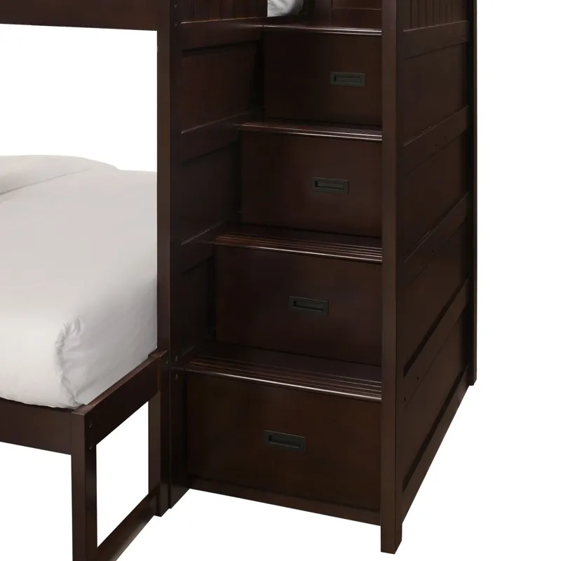Sami Twin Over Full Step Bunk with Right HB in Espresso