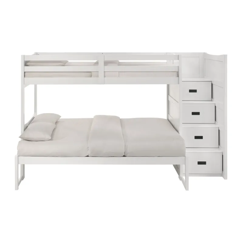 Sami Twin Over Full Step Bunk with Right HB in White