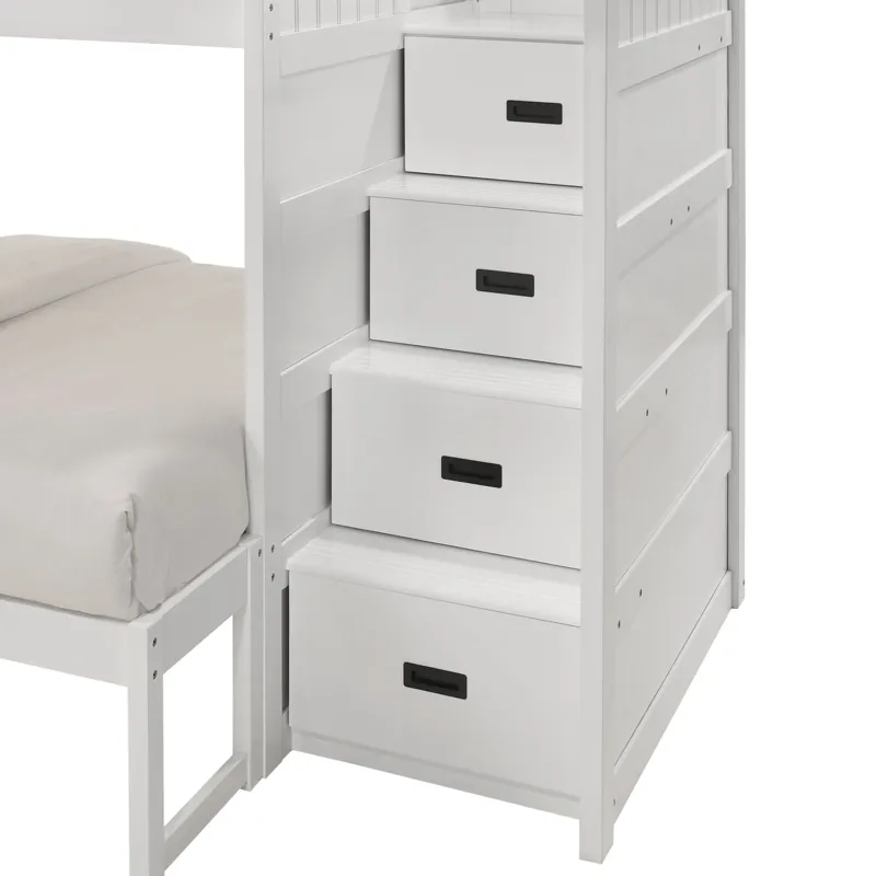 Sami Twin Over Full Step Bunk with Right HB in White