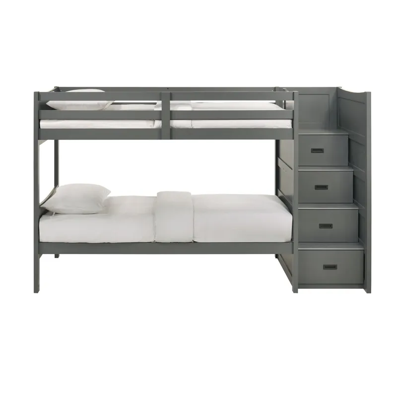 Sami Twin Over Twin Step Bunk with Right HB in Grey