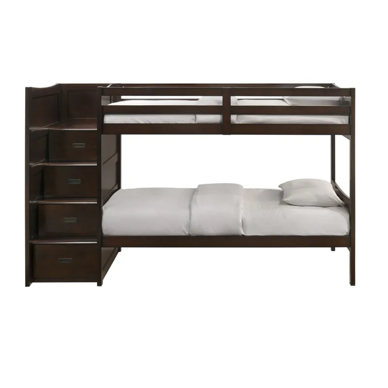 Sami Twin Over Twin Step Bunk with Left HB in Espresso