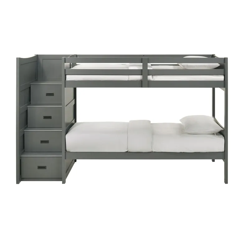 Sami Twin Over Twin Step Bunk with Left HB in Grey