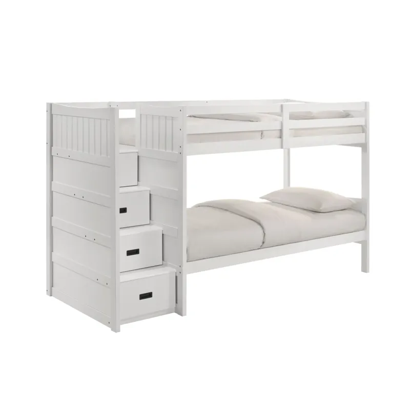 Sami Twin Over Twin Step Bunk with Left HB in White