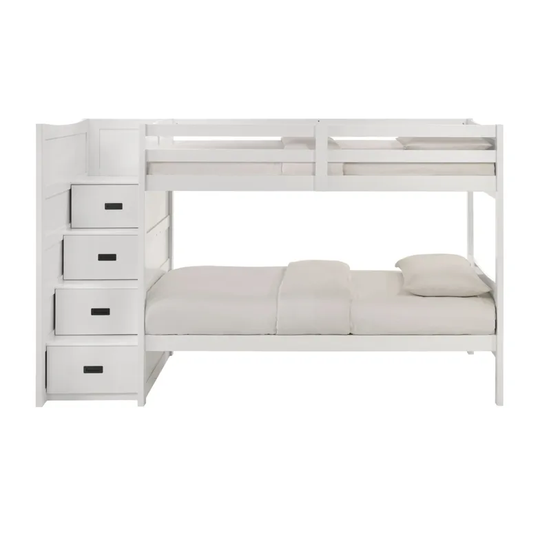 Sami Twin Over Twin Step Bunk with Left HB in White