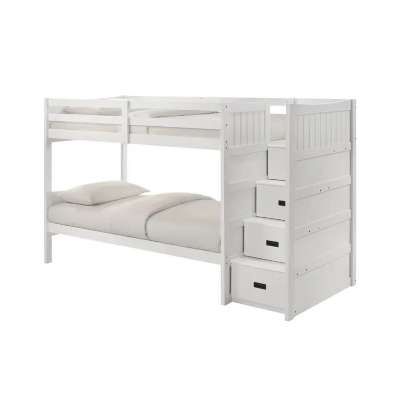 Sami Twin Over Twin Step Bunk with Right HB in White