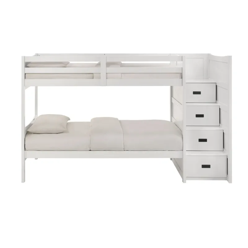Sami Twin Over Twin Step Bunk with Right HB in White