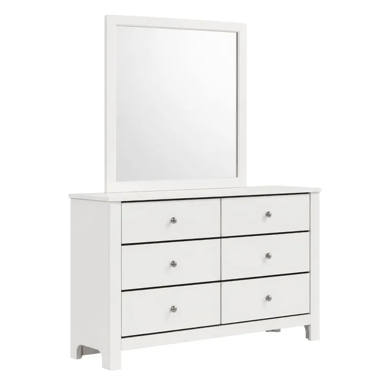 Sami Youth Dresser and Mirror Set in White