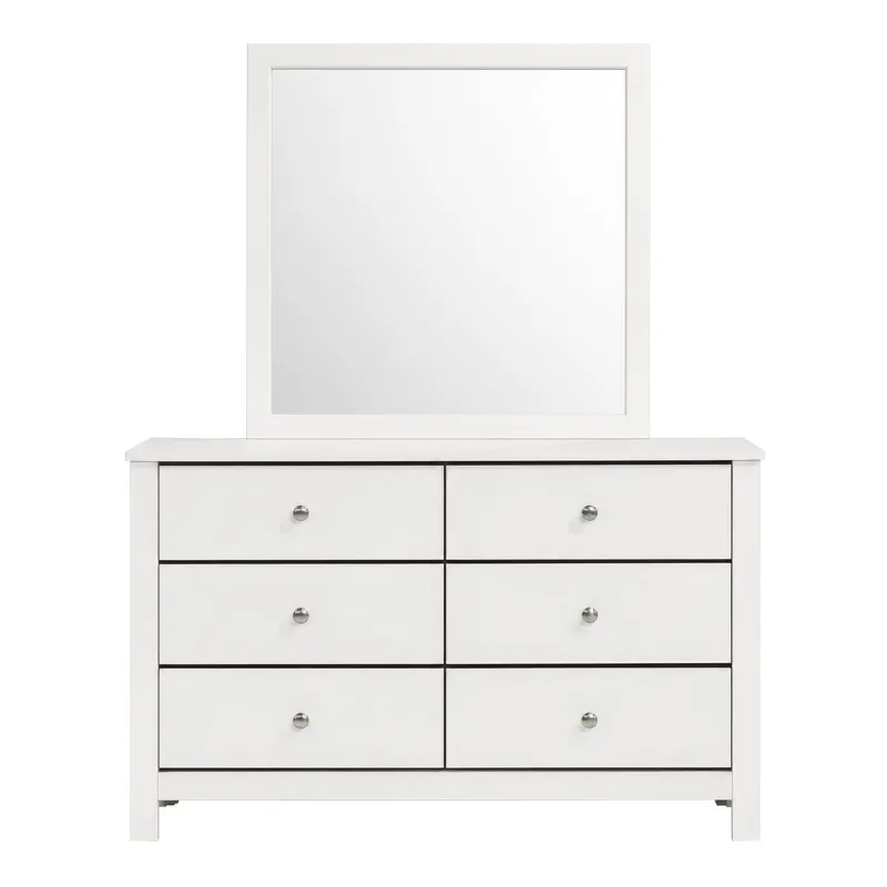 Sami Youth Dresser and Mirror Set in White