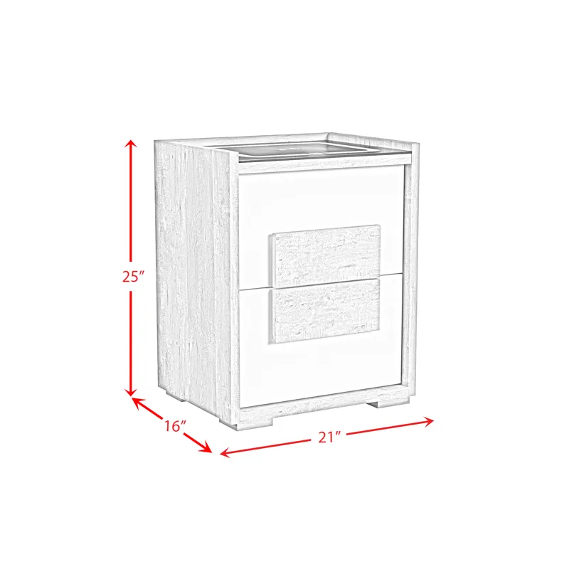 San Matteo 2-Drawer Nightstand with Wireless Charging, USB, and LED in Dual Tone