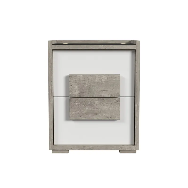 San Matteo 2-Drawer Nightstand with Wireless Charging, USB, and LED in Dual Tone