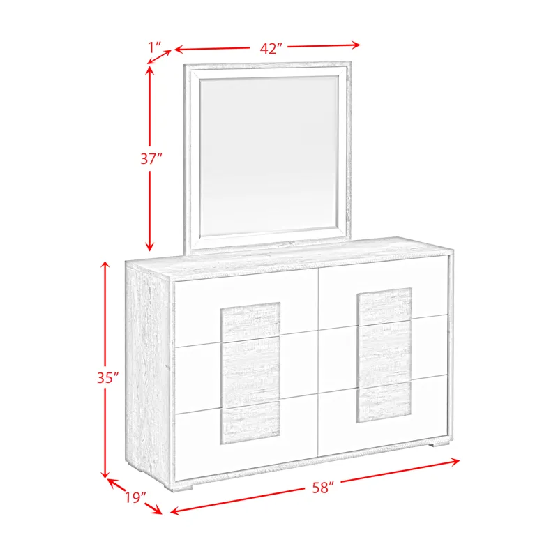 San Matteo Dresser and Mirror Set in Dual Tone