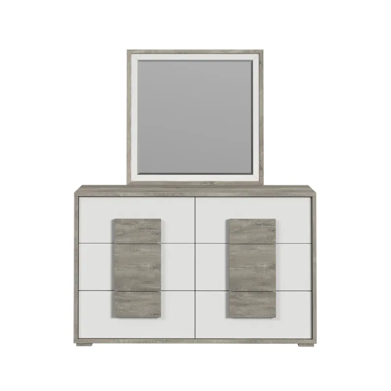 San Matteo Dresser and Mirror Set in Dual Tone