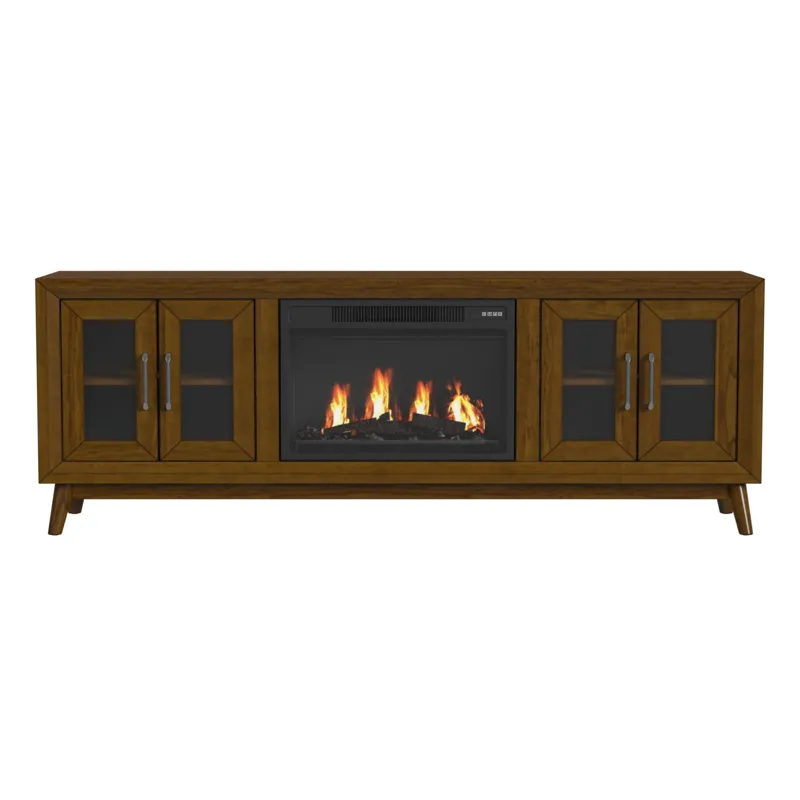 Santa Barbara KIT - 70" TV Console in Walnut w/23" Fireplace Insert (Ships in 2 Boxes)