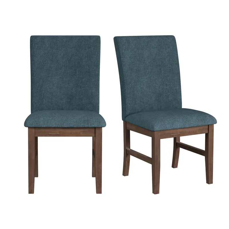 Santa Barbara Dining Side Chair with Denim Blue Fabric in Walnut (2 Per Carton)