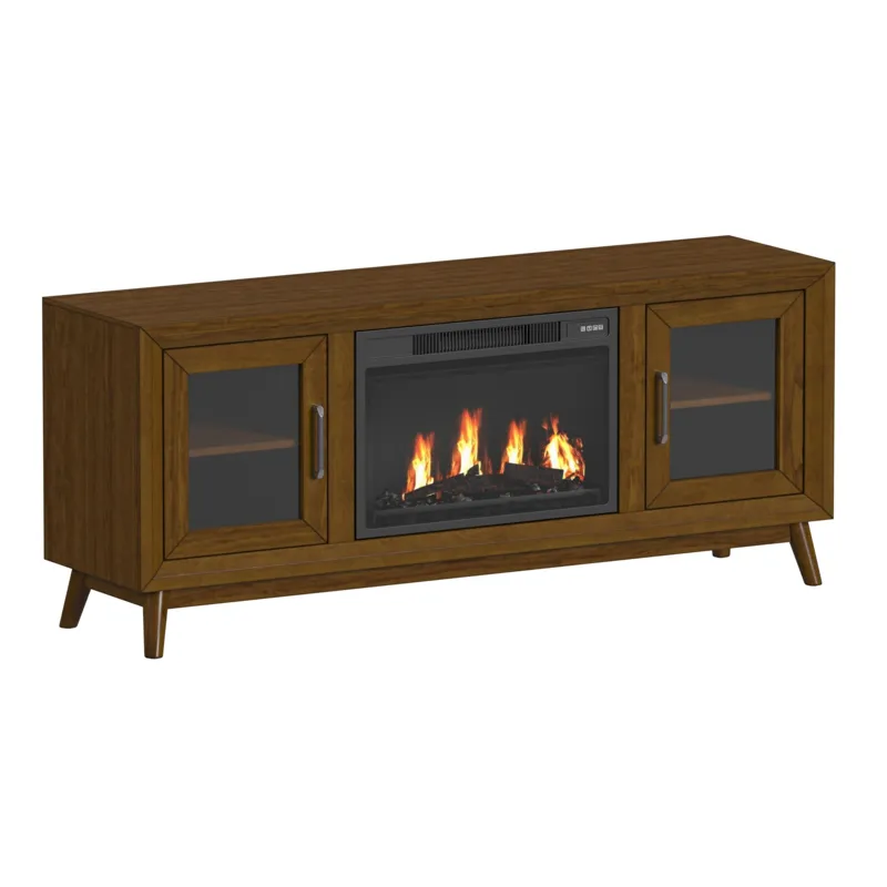 Santa Barbara KIT - 60" TV Console in Walnut w/23" Fireplace Insert