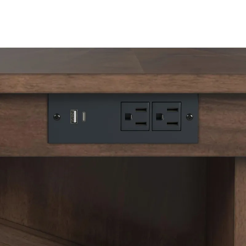 Santa Barbara Kitchen Island & 2 Counter Stools with Dark Grey Fabric in Walnut