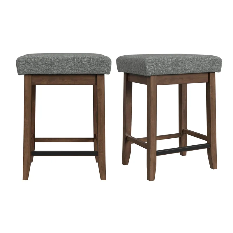 Santa Barbara Counter Stool with Dark Grey Fabric in Walnut (2 Per Carton)