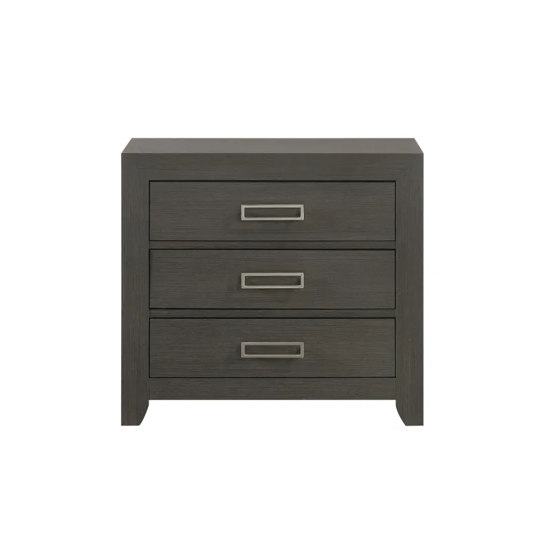 Sasha 3-Drawer Nightstand W/ USB in Grey