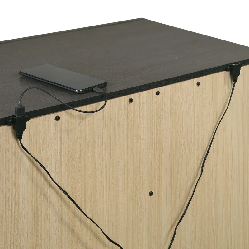 Sasha 3-Drawer Nightstand W/ USB in Grey