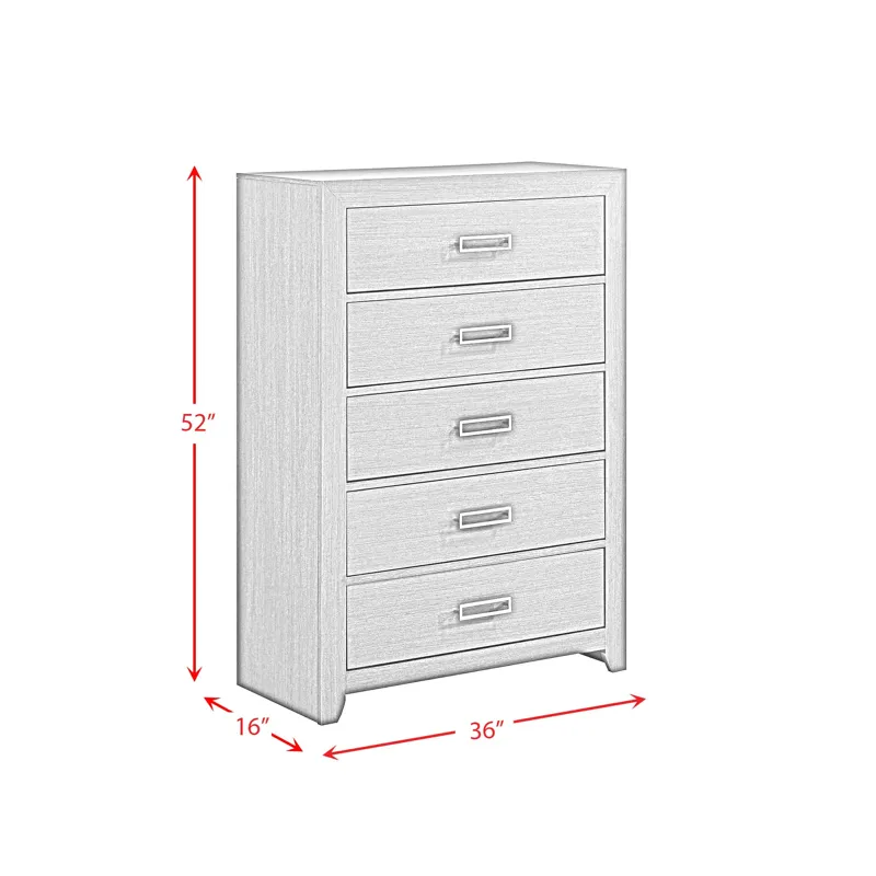 Sasha 5-Drawer Chest in Grey