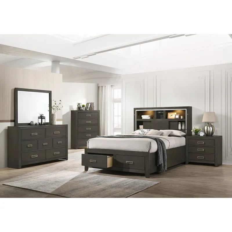 Sasha King Music Bed W/Led Light in Grey