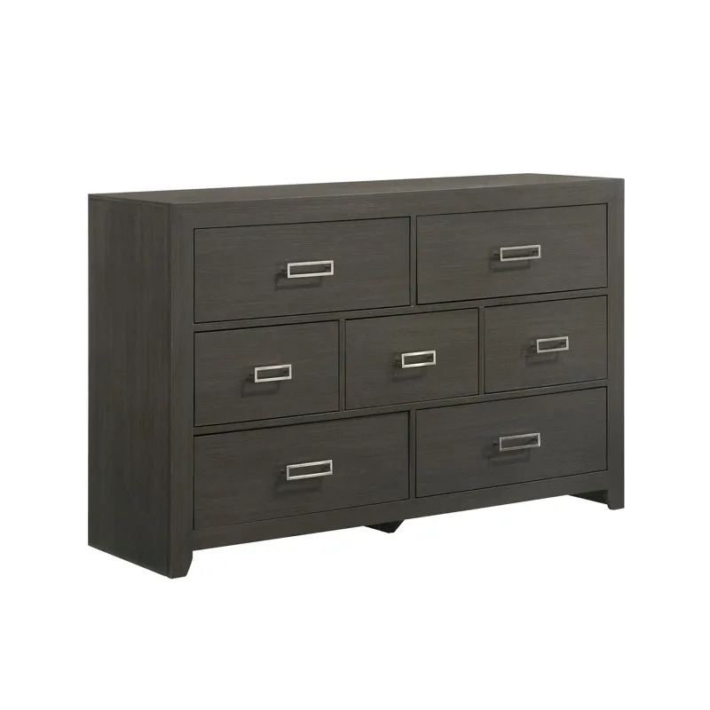 Sasha 7-Drawer Dresser in Grey
