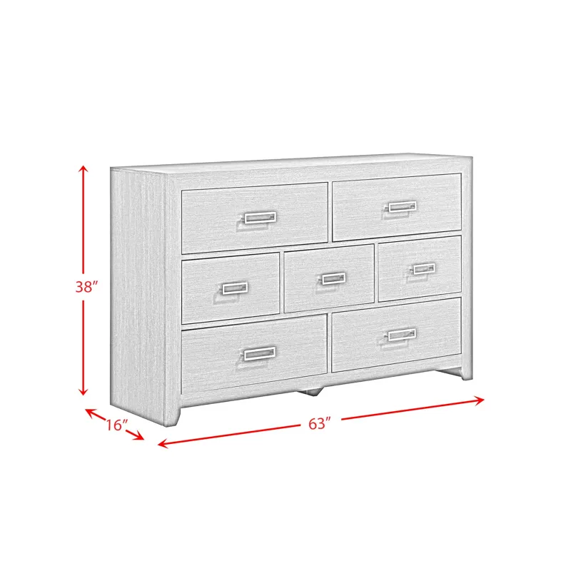 Sasha 7-Drawer Dresser in Grey