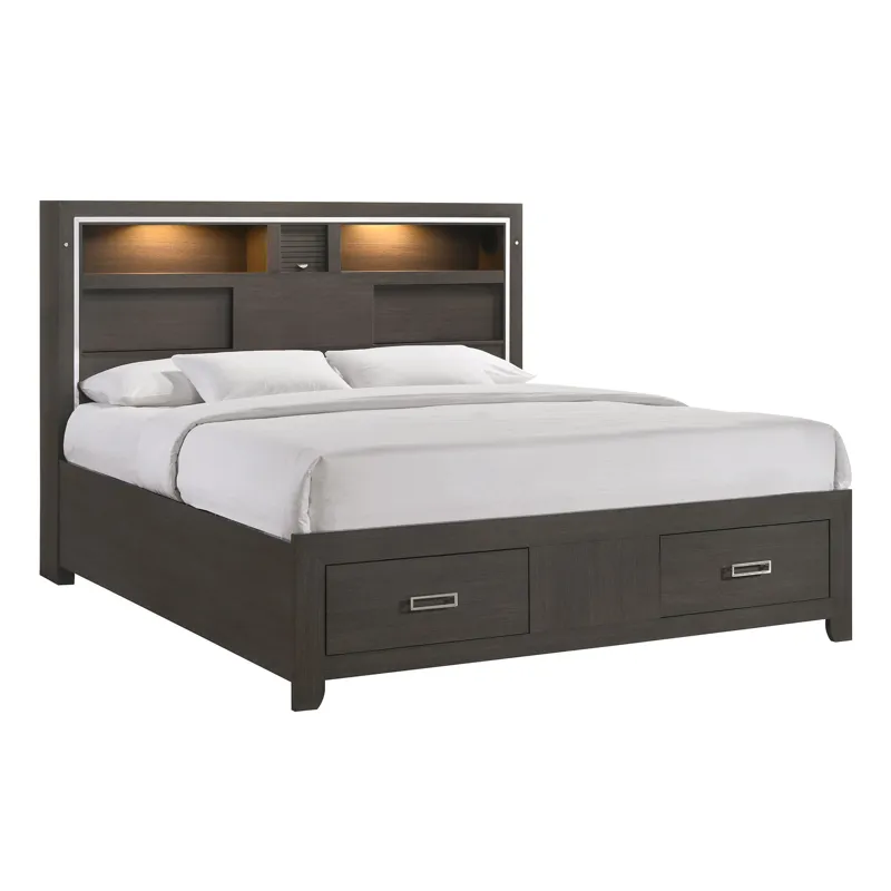 Sasha King Music Bed W/Led Light in Grey