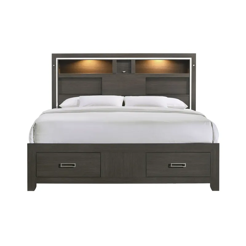 Sasha King Music Bed W/Led Light in Grey