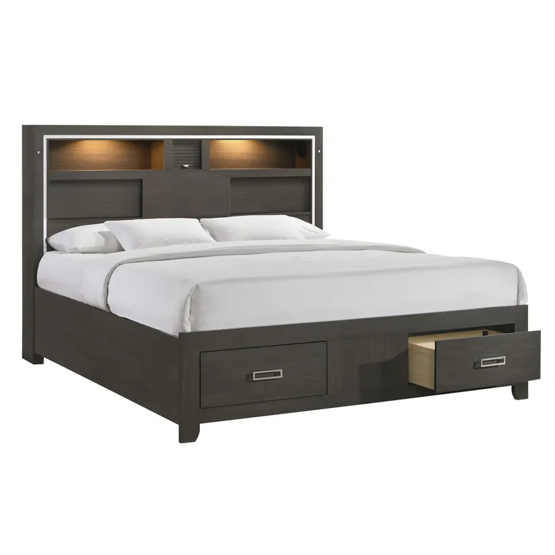 Sasha King Music Bed W/Led Light in Grey